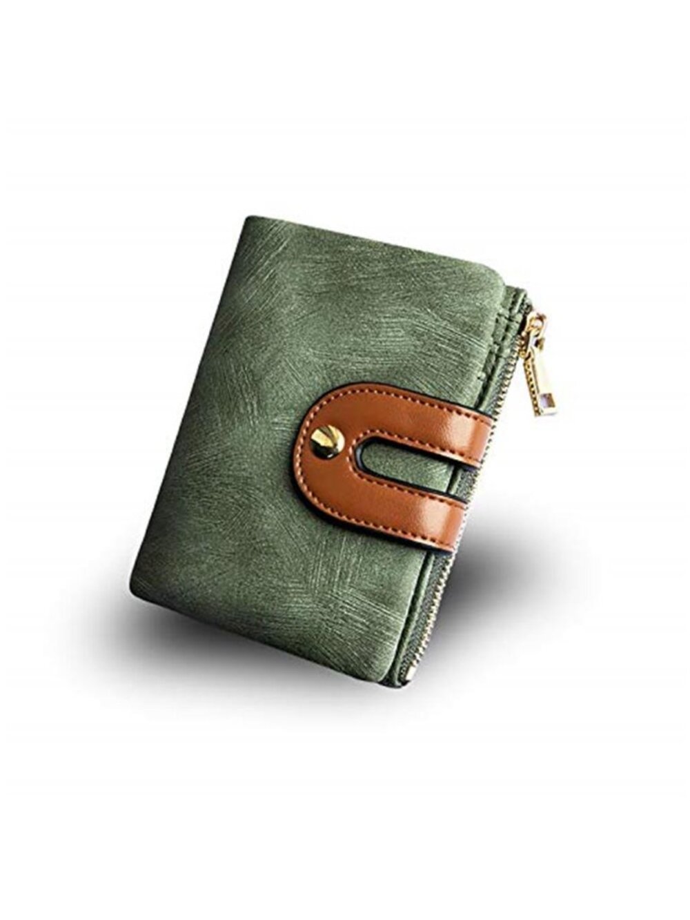 Slim Bifold RFID Leather Wallet Women Mini Zipper Coin Purse 9 Card Slots